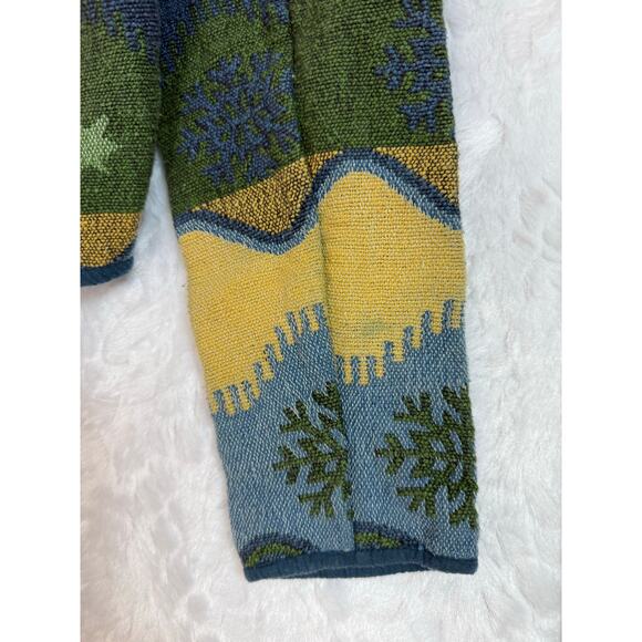 VTG Flashback Art to Wear Tapestry Jacket Purple Blue Snowflake Winter Stars Med - Picture 10 of 13